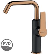 Kuchinox Alanis, umývadlová batéria s výtokom v tvare L, h-235, čierna-ružové zlato, LAV-BQI_825D