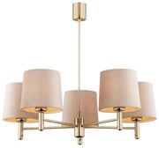 Argon 2105 - Luster na tyči PONTE 5xE27/15W/230V mosadz/béžová