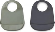 Liewood Silikónový podbradník Tilda 2ks: Faune green - Stone grey