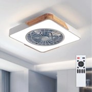 Brilagi - stmievateľné LED svietidlo s ventilátorom LED/38W/230V 50 cm biela/dub + diaľkové ovládanie