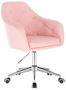 LuxuryForm DESIGN Kreslo ANDORA na strieborné podstave s kolieskami - ružová