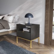 PROXIMA.store - Dizajnový nočný stolík - NOVA FARBA: čierna, FARBA NÔH: zlatá