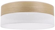 Stropné svietidlo Wood, 1x dýha zlatý dub/biele PVC tienidlo, (biele plexisklo), (fi 40cm)