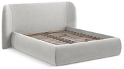 Svetlosivá čalúnená dvojlôžková posteľ s úložným priestorom s roštom 140x200 cm Hauke – Makamii
