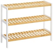 Stojan na topánky, bambusový, 3 police, 55x70x26cm