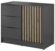 Nelly komoda s lištami, remeselný dub, grafit