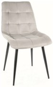 Stolička Chic Velvet svetlosivá – čierne nohy