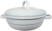 Biela smaltovaná misa s pokrievkou White blue - Ø 16*8cm