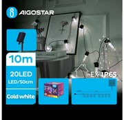 Aigostar - LED Solárna vianočná reťaz 20xLED/8 funkcií 11,5m IP65 studená biela
