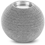 KERAMICKÝ SVIETNIK ELDO 10X10X9 CM STRIEBORNÝ