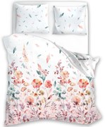 Saténové posteľné obliečky Milagro Verde - motív Lúčne kvety - 100% bavlna - 70 x 90 cm + 140 x 200 cm