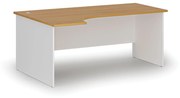 Kancelársky rohový pracovný stôl PRIMO WHITE, 1800 x 1200 mm, ľavý, biela/buk