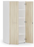 Kancelárska policová skriňa PRIMO WHITE s dverami, 1781 x 800 x 600 mm, biela/dub prírodná