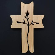AMADEA Drevený kríž s prierezom v tvare ruže 19 cm