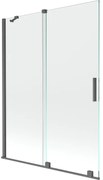 Mexen Velar, 2-krídlová posuvná vaňová zástena 130 x 150 cm, 8mm číre sklo, grafitový matný profil, 896-130-000-01-66