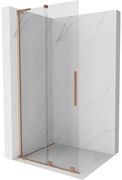 Mexen Velar L, posuvná sprchová zástena Walk-in 90 x 200 cm, 8mm číre sklo, medená matná, 871-090-003-03-65