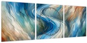 Obraz - Abstraktný prúd (s hodinami) (90x30 cm)