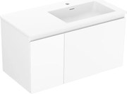 Mexen Orio, kúpeľňová skrinka 90 cm s pravým umývadlom Otis, 1S, 1D, biela matná, 91A13-09047-3-BBFF01-W18P01