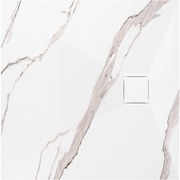 Rea Magnum Carrara, SMC sprchová vanička 90x90, biela-kamenný vzor, REA-K7005