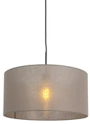 Vidiecka závesná lampa čierna s tupým odtieňom 50 cm - Combi 1