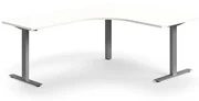 Kancelársky stôl QBUS, rohový, 1600x2000 mm, T-rám, strieborný rám, biela