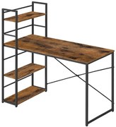 Počítačový stôl s policami - rustikálny / čierne nohy