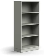 Knižnica QBUS, 3 police, so soklom, 1636x800x400 mm, svetlošedá