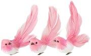 3ks tmavo ružový pierkové vtáčik s klipom - 4 * 5 * 14 cm