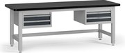 Pracovný stôl do dielne G4 s 2 závesnými boxami na náradie, MDF + PVC doska, 4 zásuvky, 2100 x 750 x 800 mm, grafit