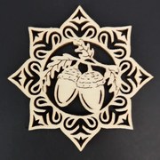 AMADEA Drevená ozdoba hviezda so žaluďmi 6 cm