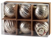 Sada vánočních baněk Santa Lila 6 ks champagne