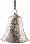 Kovový závesný zvonček 17 cm, farba strieborná, rustik