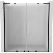 Mexen Velar L Duo, posuvné sprchové dvere do otvoru 170 cm, 8mm sklo námraza, čierna matná, 871-170-003-32-70