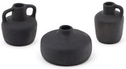 Čierne terakotové vázy v súprave 3 ks (výška 6 cm) Sofra – Kave Home