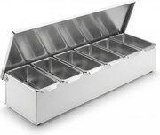 Nerezový zásobník na 6 prísad, 455 x 150 x 90 mm