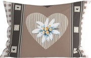 Polybavlnená obliečka na vankúš HEART RETRO POLY 50x70 cm, hnedý