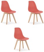 Set troch jedálenských stoličiek KITO tehlové / hnedé nohy (3 ks)