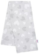 NEW BABY Bavlnená plienka s potlačou New Baby sivá srdiečka