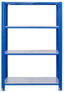 Bezskrutkový kovový regál 200x120x30cm T profil, 4 police