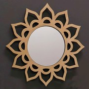 AMADEA Drevené zrkadlo v tvare mandaly, masívne drevo, priemer 30 cm