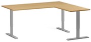 Výškovo nastaviteľný stôl, 180x160 cm, 3 motory, L/P, sivá podnož, buk