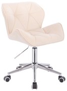 LuxuryForm DESIGN Stolička MILANO VELUR na striebornej podstave s kolieskami - krémová