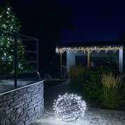 DECOLED Svetelná guľa LED, ľadovo biela, čierny kábel, priemer 80 cm