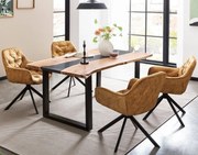 Dizajnový jedálenský stôl Stream z masívu s čiernou epoxidovou živicou akácia 140cm