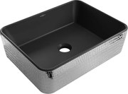 Mexen Catia umývadlo na dosku 48 x 37 cm, Čierna matná/Strieborná vzor rybích šupín - 21314872