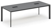 Rokovací stôl PRIMO INVITATION, 240x120 cm, grafit + 2x stolná zásuvka TYP III, čierna