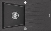 Mexen Cesar granitový jednokomorový drez s odkvapkávačom 775 x 470 mm, Čierna škvrnitá - 6514771010-76