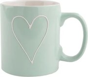 Hrnček Srdce 600 ml, mätovo zelená/biela%