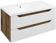 Sapho Sapho, WAVE umývadlová skrinka 89,7x45x47,8cm, ľavá, biela/dub collingwood, WA092-3019