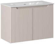Závěsná skříňka Nova Cashmere Sky3 se zápustným umyvadlem 80 cm kašmírová/bílá